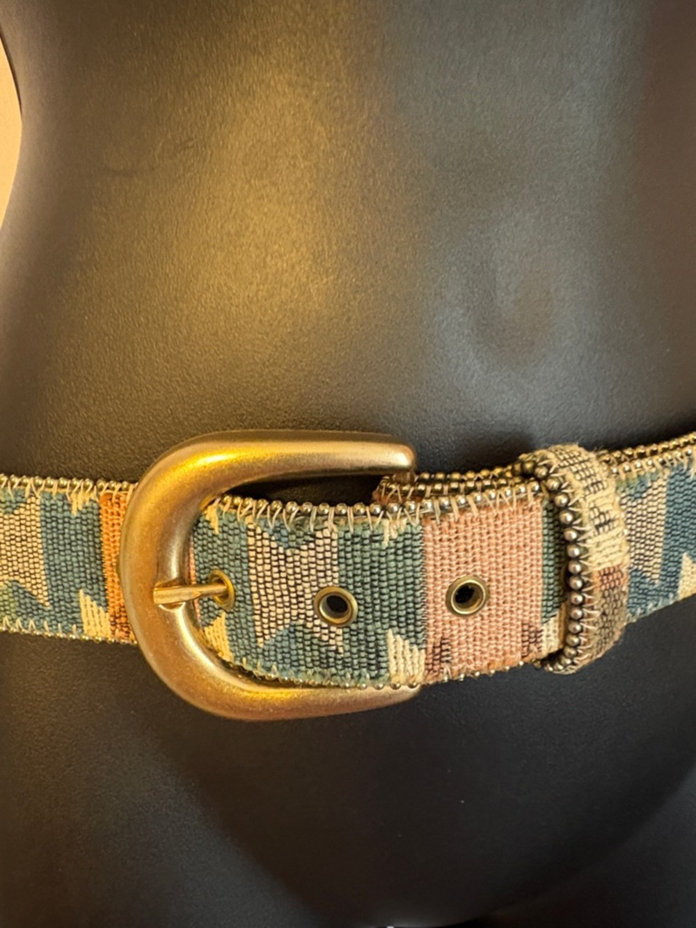 Paul Harris Vintage Bonded Leather Pastel Southwestern Tapestry Belt Size Sm View 4